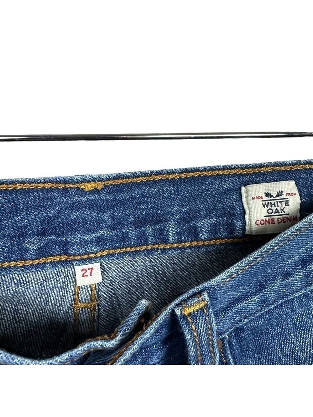 Levi's Blue Denim Midrise Jeans Wedgie Fit White Oak Cone Frayed Women Sz 27 - Picture 9 of 10